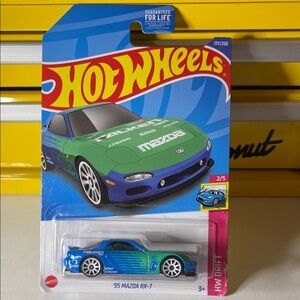 Hot Wheels '95 Mazda RX-7 Toy Car - Blue and Green